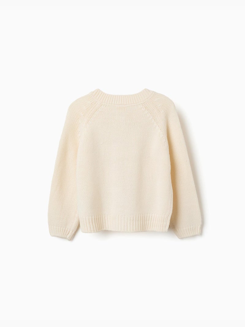 Cardigan in maglia con fiori ricamati Bianco - Kiabi