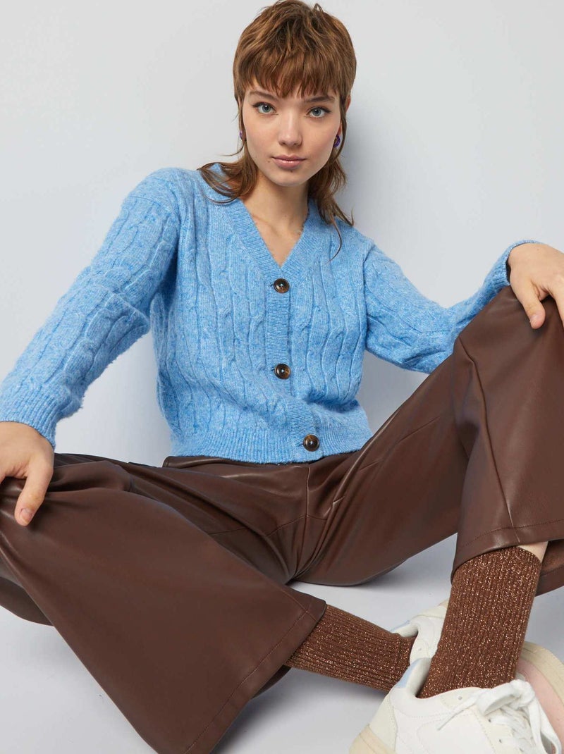 Cardigan in maglia con lavorazione a trecce BLU - Kiabi
