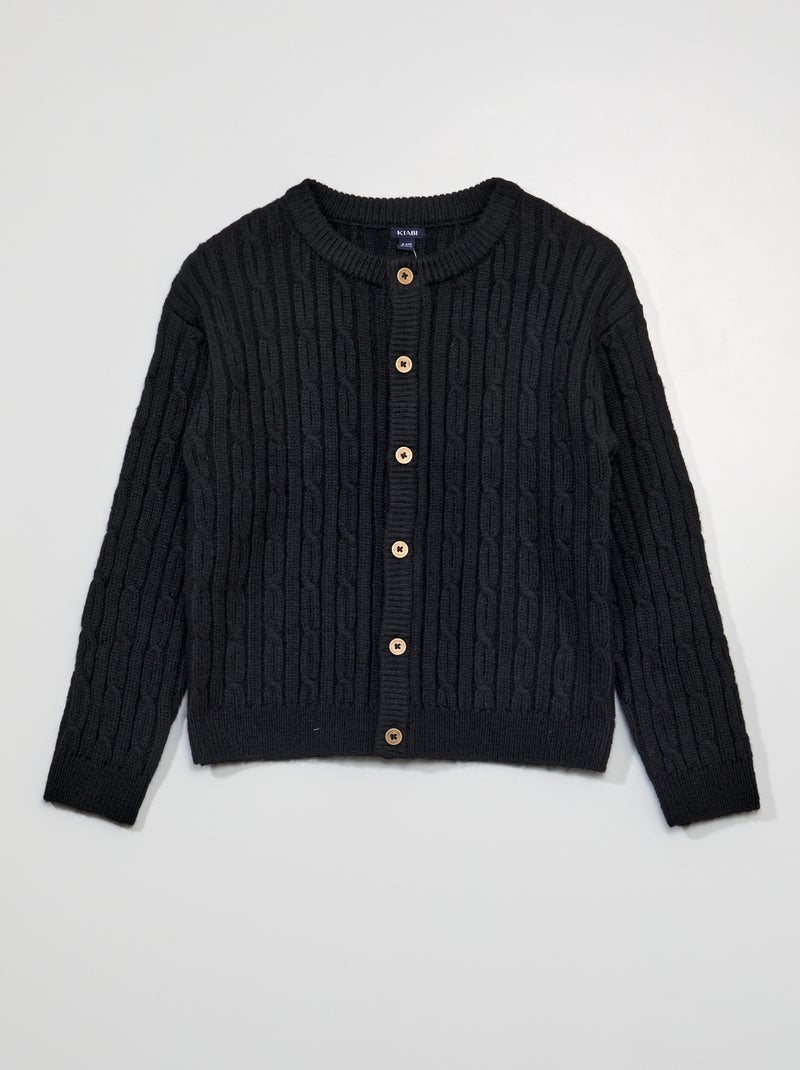Cardigan in maglia con lavorazione a trecce NERO - Kiabi