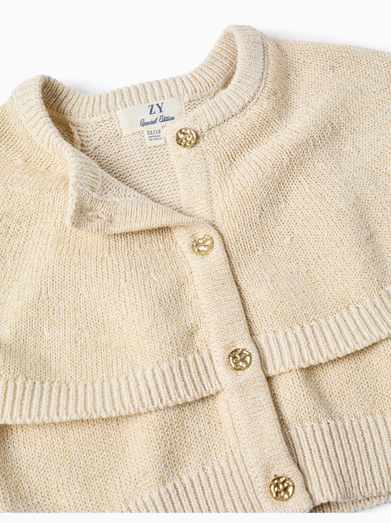 Cardigan in maglia con maniche a mantella e lurex Beige chiaro - Kiabi
