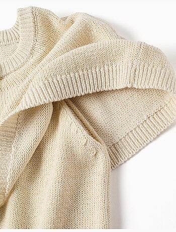 Cardigan in maglia con maniche a mantella e lurex