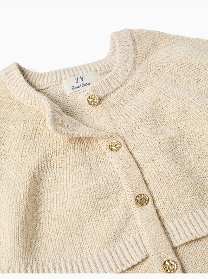 Cardigan in maglia con maniche a mantella e lurex Beige chiaro - Kiabi