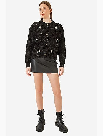 Cardigan in maglia con motivo a pompon lucci