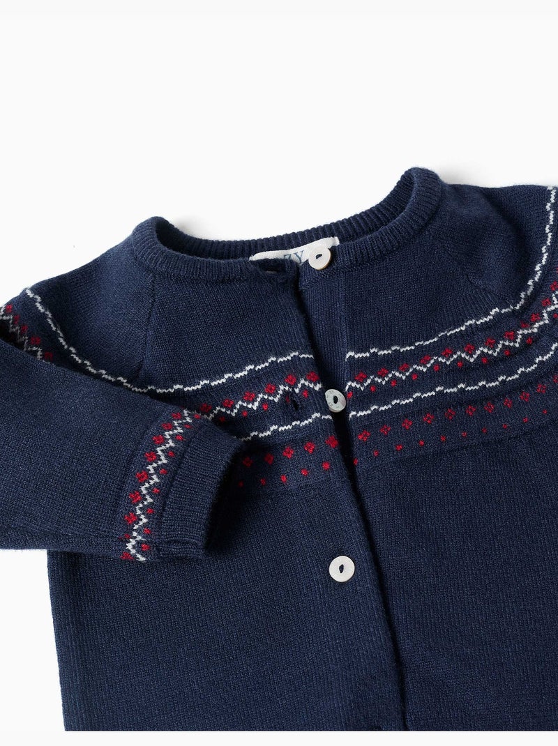 Cardigan in maglia con motivo jacquard Blu scuro - Kiabi