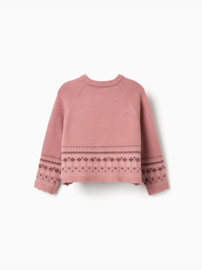 Cardigan in maglia con motivo jacquard Rosa - Kiabi
