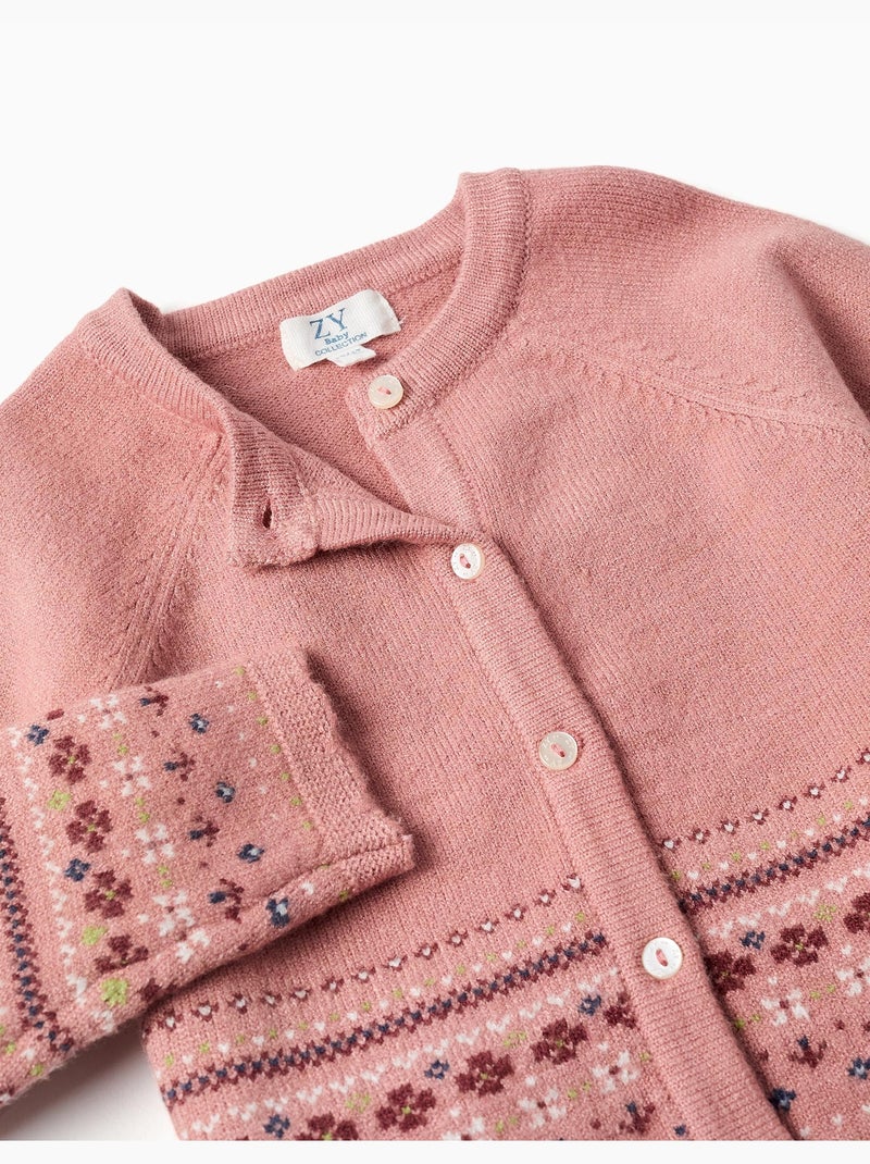 Cardigan in maglia con motivo jacquard Rosa - Kiabi