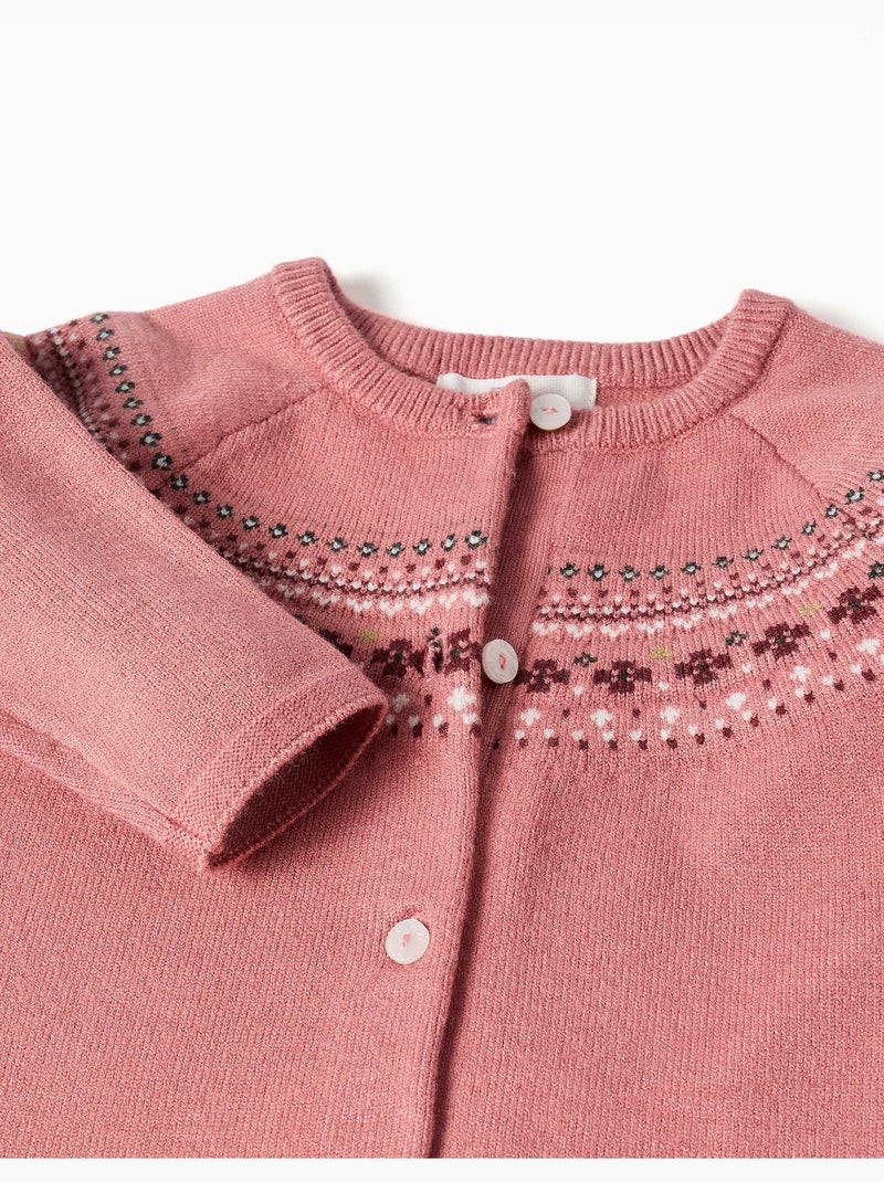 Cardigan in maglia con motivo jacquard Rosa - Kiabi