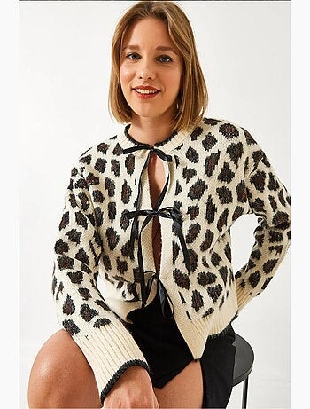 Cardigan in maglia con motivo leopardato lucci