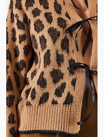 Cardigan in maglia con motivo leopardato lucci