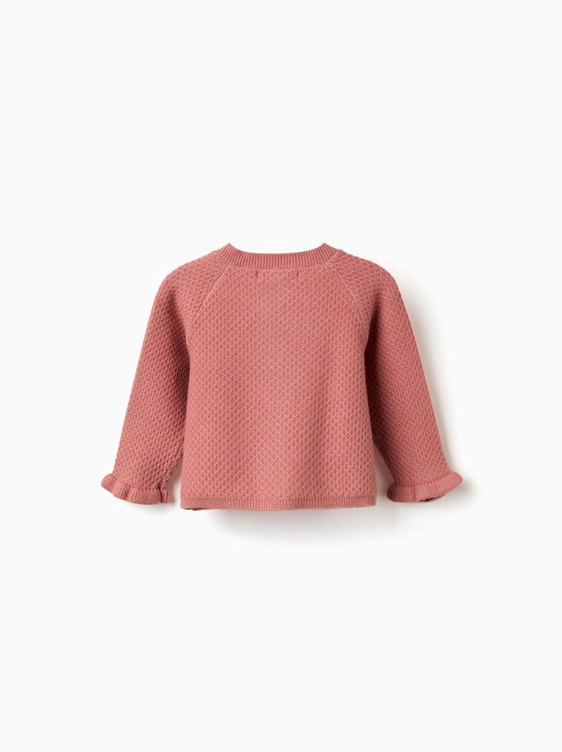 Cardigan in maglia con polsini arricciati Rosa - Kiabi