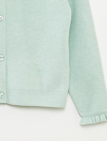 Cardigan in maglia con polsini con volant