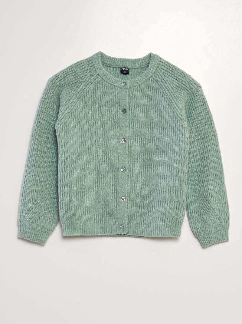 Cardigan in maglia con scollo tondo VERDE - Kiabi