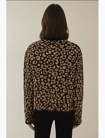 Cardigan in maglia con stampa leopardata dalla vestibilità rilassata hiccup