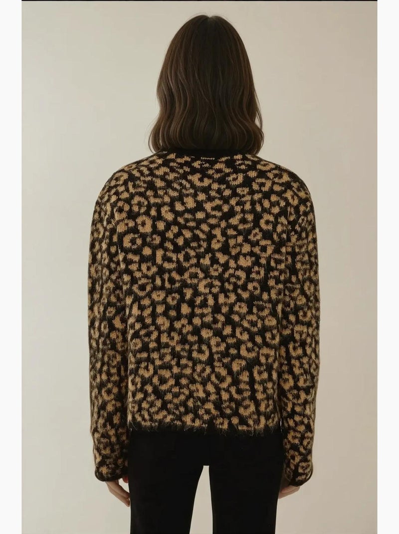Cardigan in maglia con stampa leopardata dalla vestibilità rilassata hiccup Marrone - Kiabi