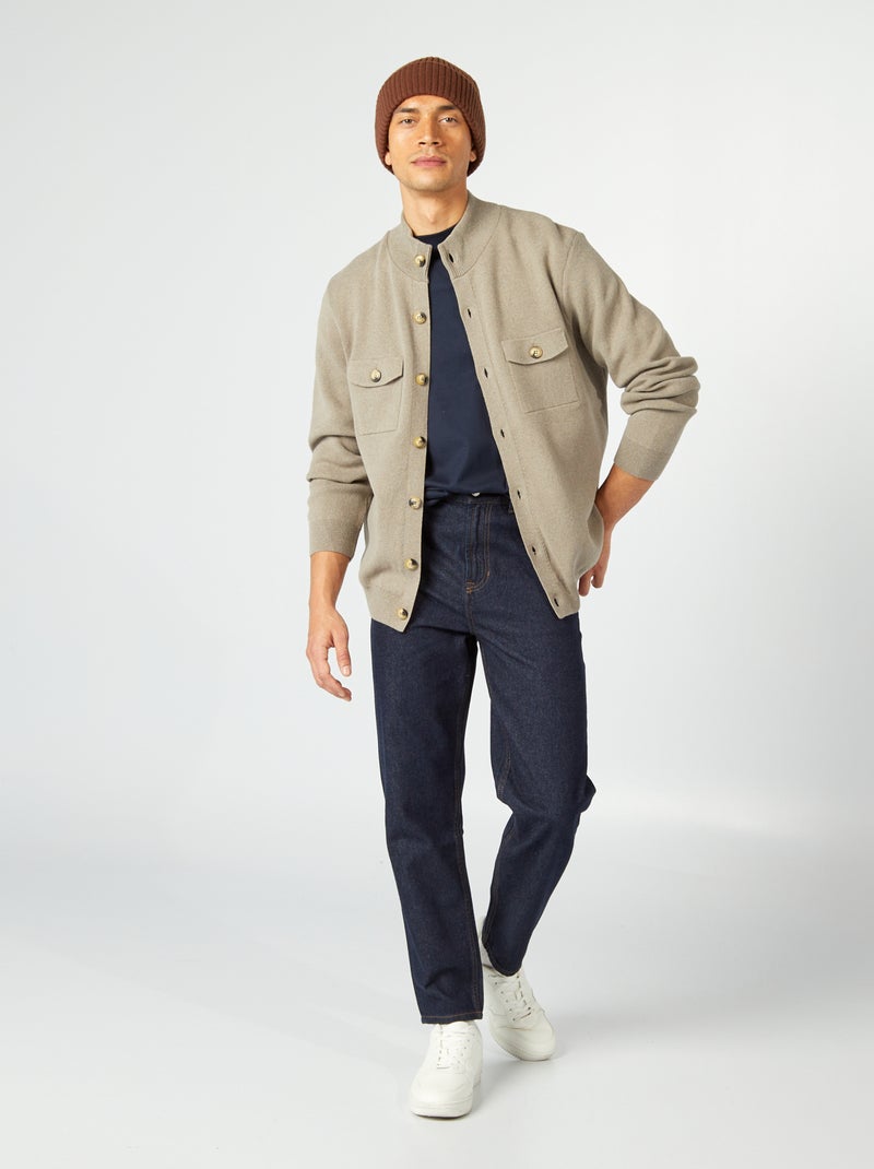 Cardigan in maglia con tasche con patta BEIGE - Kiabi