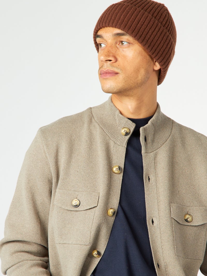 Cardigan in maglia con tasche con patta BEIGE - Kiabi