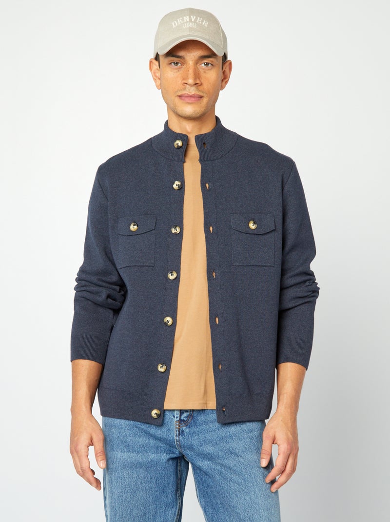 Cardigan in maglia con tasche con patta BLU - Kiabi