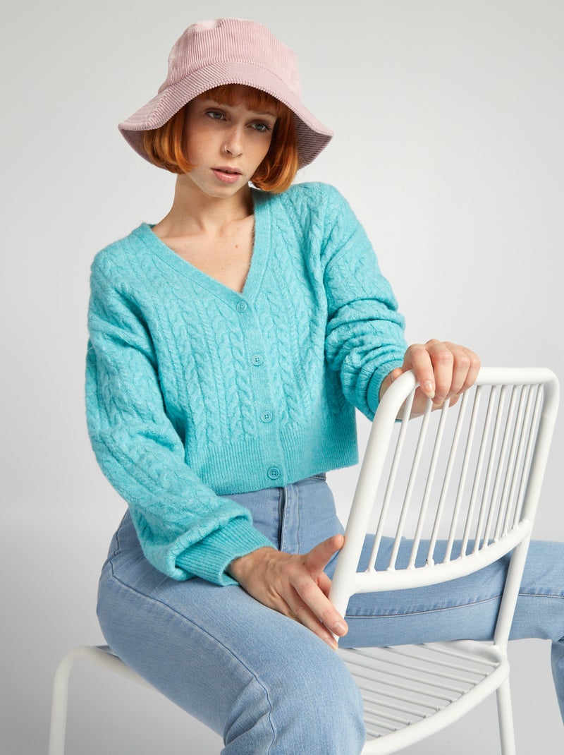 Cardigan in maglia con torciglioni BLU - Kiabi