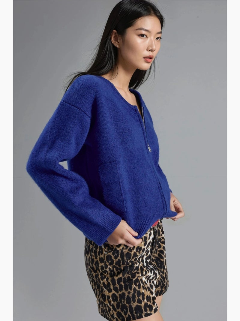 Cardigan in maglia con zip e tasche my fashion Blu cobalto - Kiabi