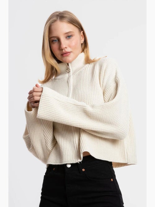 Cardigan in maglia con zip e vestibilità rilassata hiccup - Kiabi Cardigan in maglia con zip e vestibilità rilassata hiccup - Kiabi