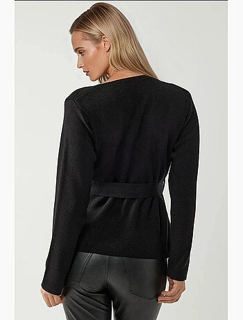 Cardigan in maglia doppiopetto con cintura in vita hiccup