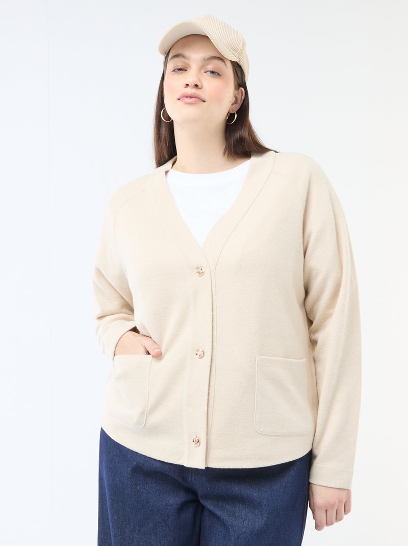 Cardigan in maglia effetto peluche Beige - Kiabi