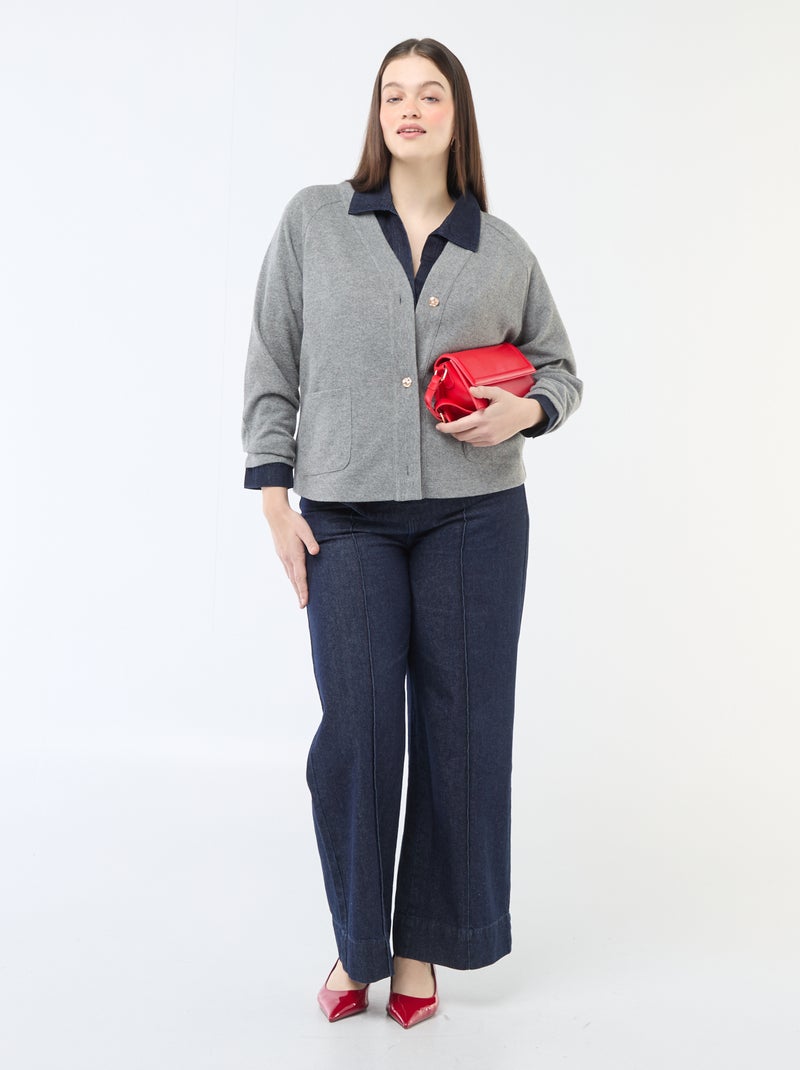 Cardigan in maglia effetto peluche Grigio - Kiabi