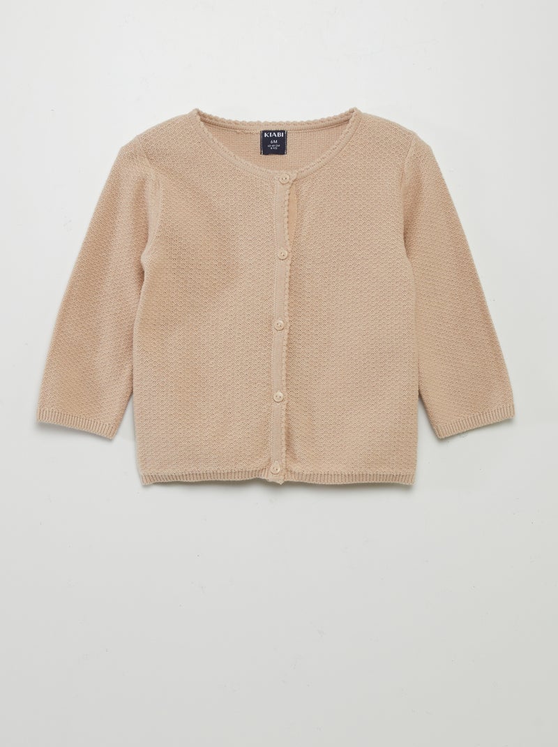 Cardigan in maglia fantasia BEIGE - Kiabi