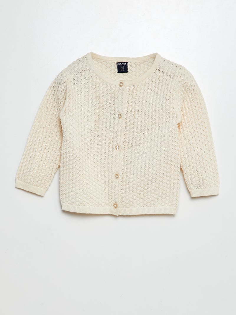 Cardigan in maglia fantasia traforata BIANCO - Kiabi