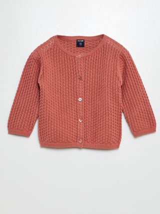 Cardigan in maglia fantasia traforata