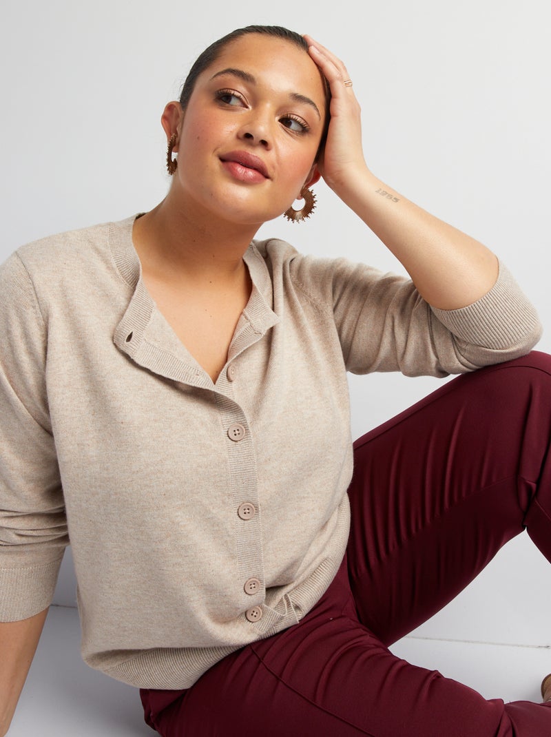 Cardigan in maglia fine BEIGE - Kiabi