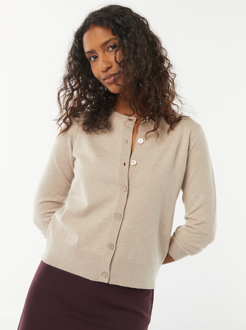 Cardigan in maglia fine Beige - Kiabi