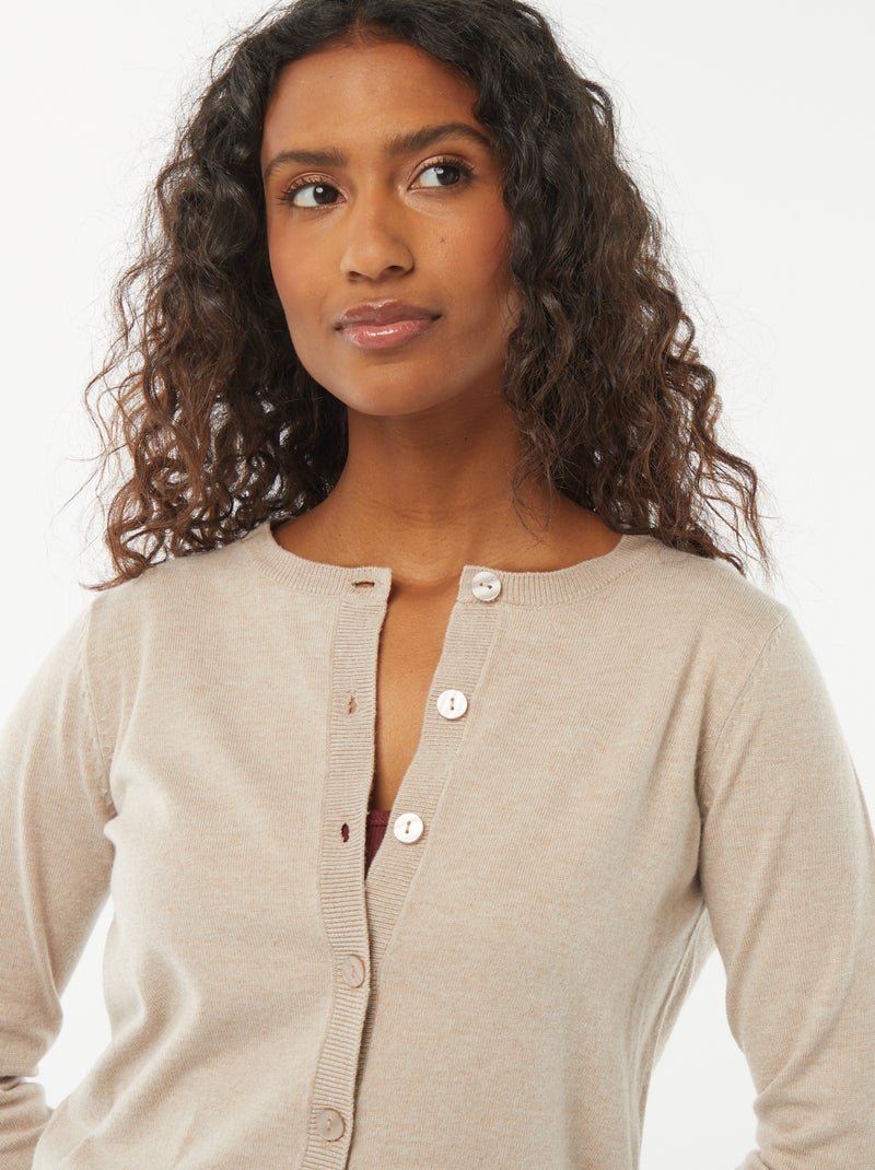 Cardigan in maglia fine Beige - Kiabi