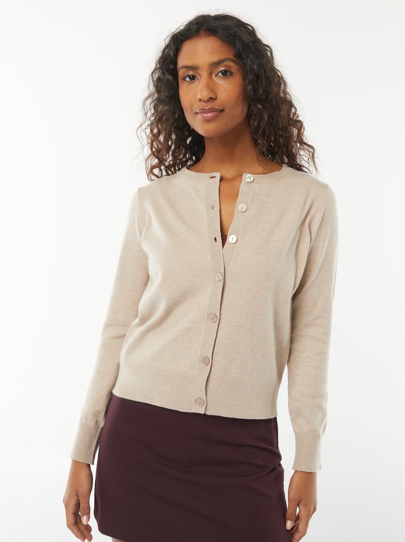 Cardigan in maglia fine Beige - Kiabi