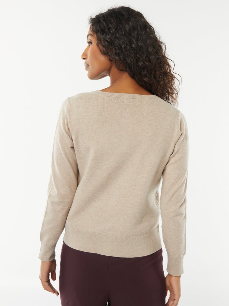 Cardigan in maglia fine Beige - Kiabi