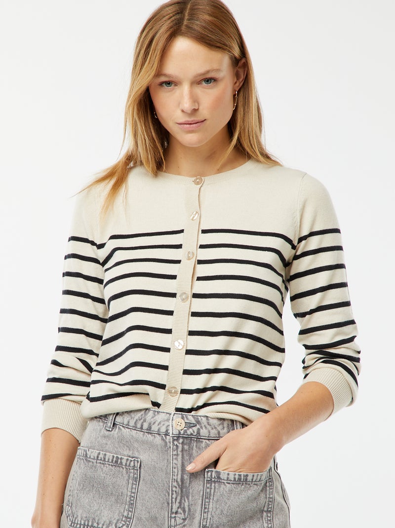 Cardigan in maglia fine Beige - Kiabi