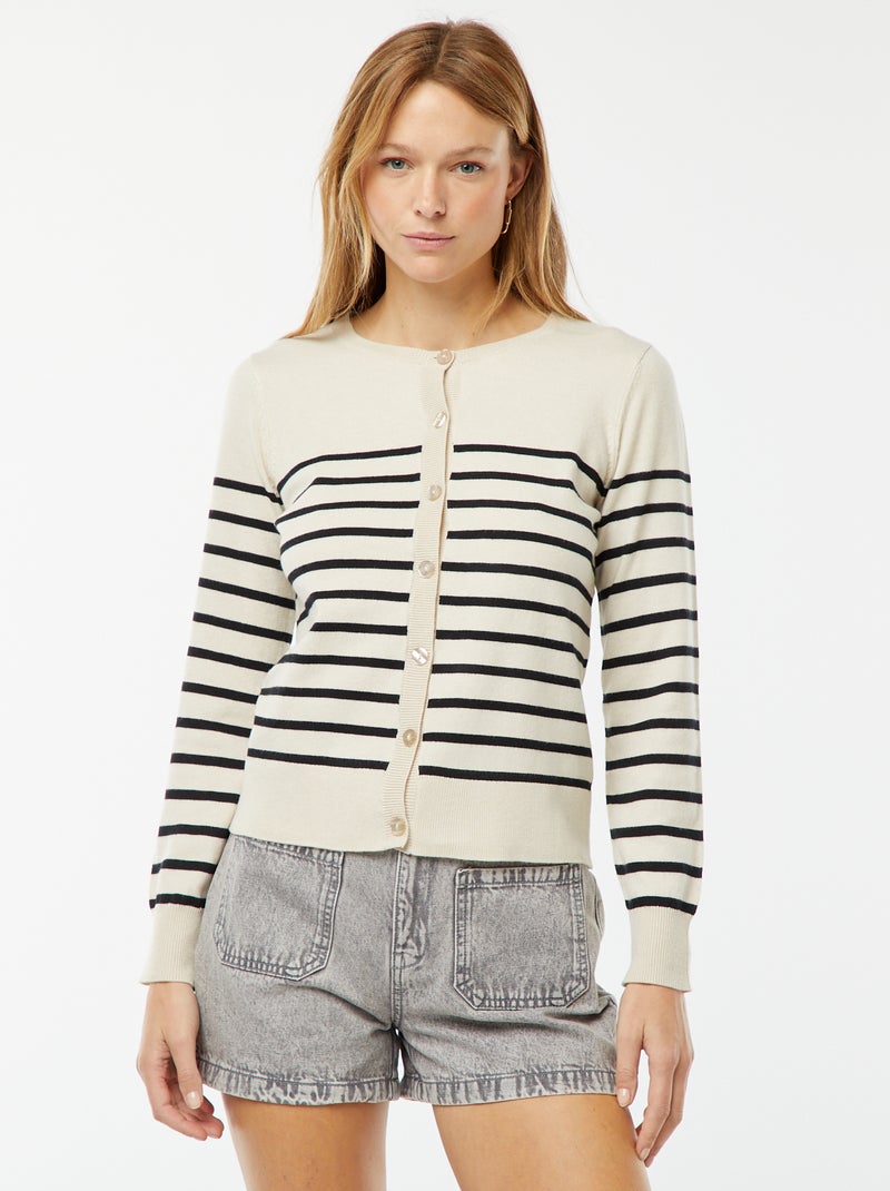 Cardigan in maglia fine Beige - Kiabi