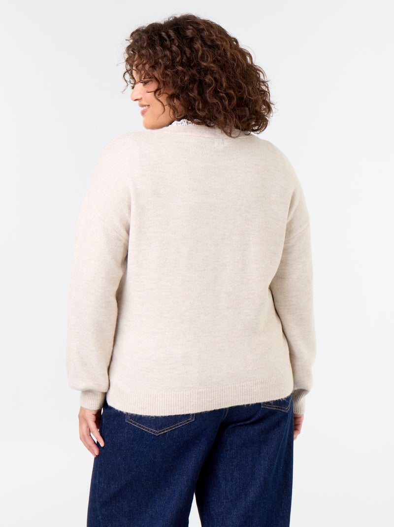 Cardigan in maglia fine Beige - Kiabi