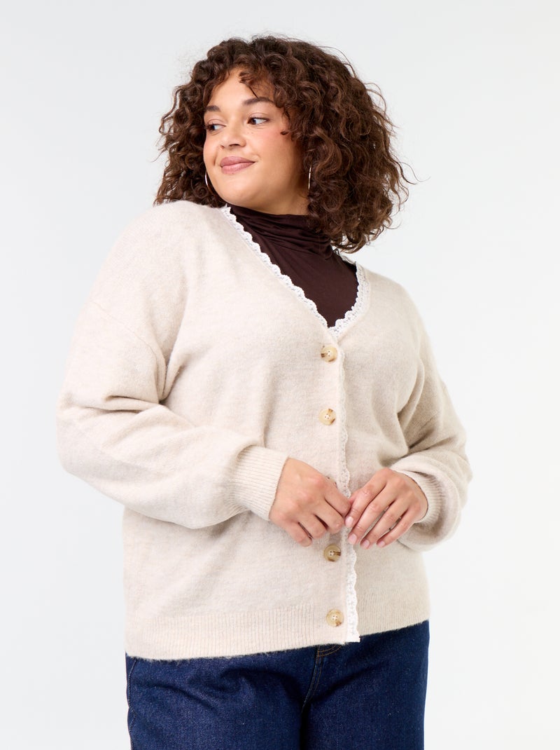 Cardigan in maglia fine Beige - Kiabi