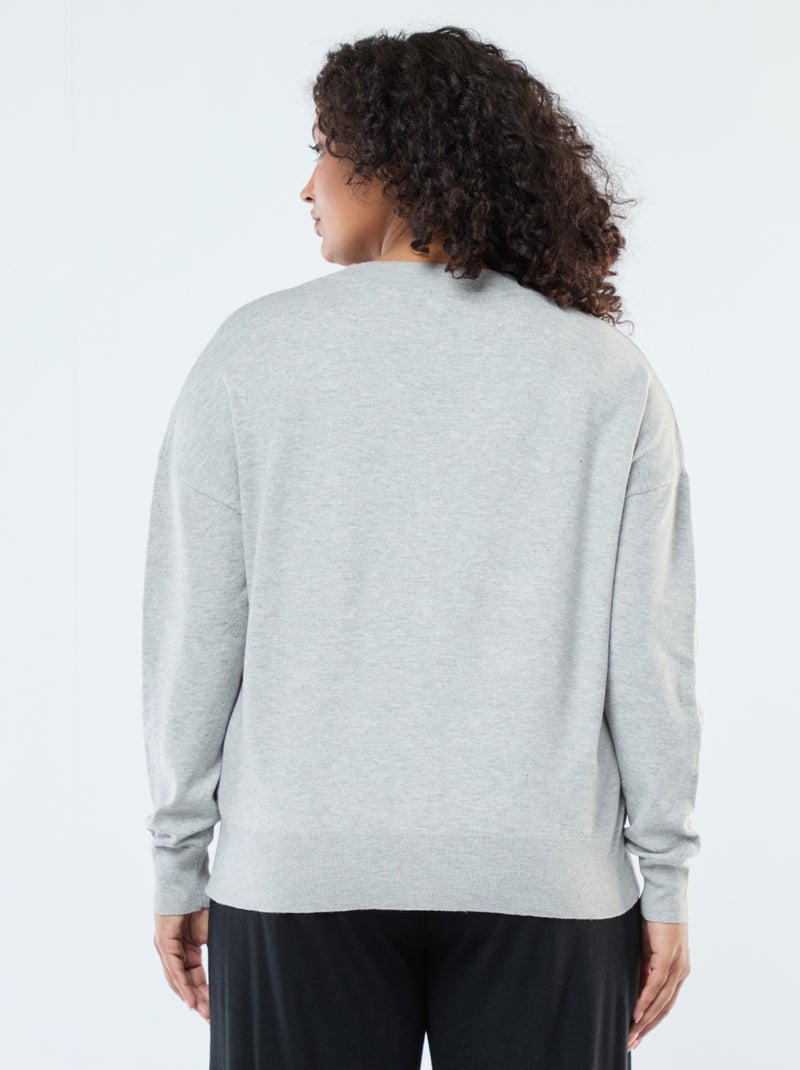 Cardigan in maglia fine con apertura abbottonata Grigio - Kiabi