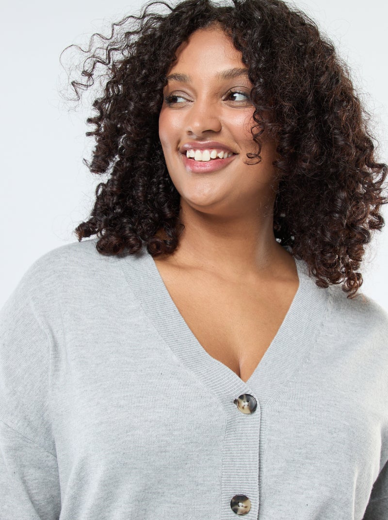 Cardigan in maglia fine con apertura abbottonata Grigio - Kiabi