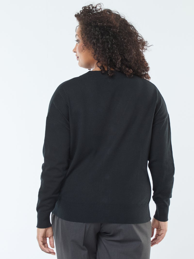 Cardigan in maglia fine con apertura abbottonata Nero - Kiabi