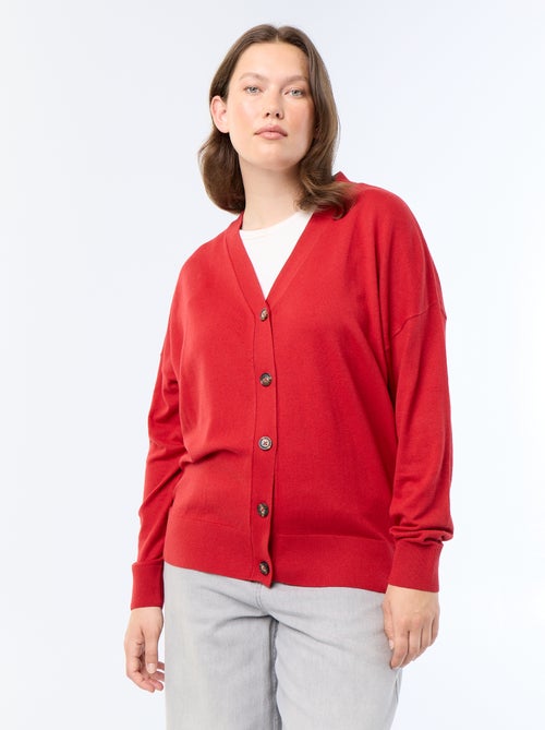 Cardigan in maglia fine con apertura abbottonata - Kiabi