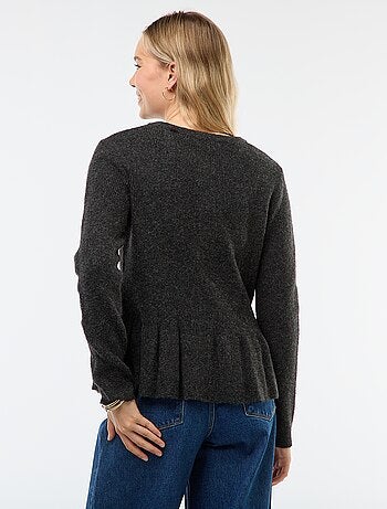 Cardigan in maglia fine con balza sul fondo