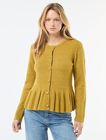 Cardigan in maglia fine con balza sul fondo