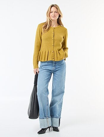 Cardigan in maglia fine con balza sul fondo