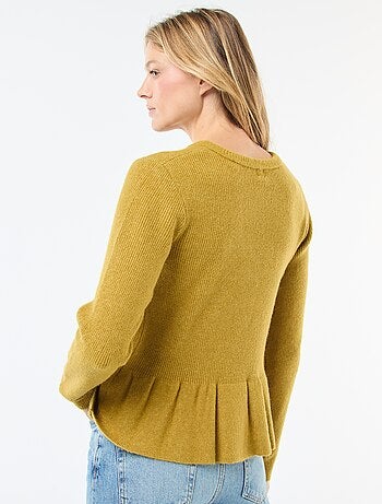 Cardigan in maglia fine con balza sul fondo