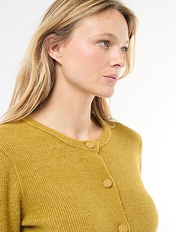 Cardigan in maglia fine con balza sul fondo