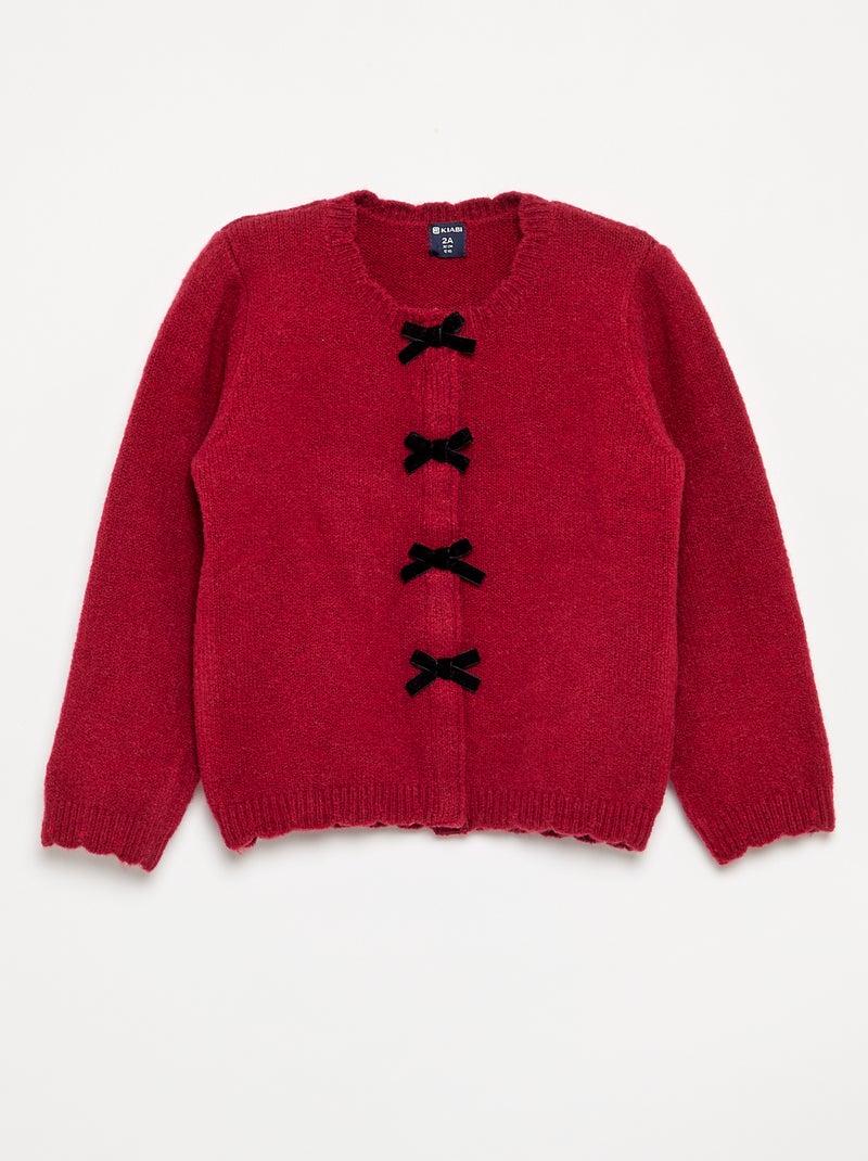Cardigan in maglia fine con fiocchi fantasia Rosso - Kiabi