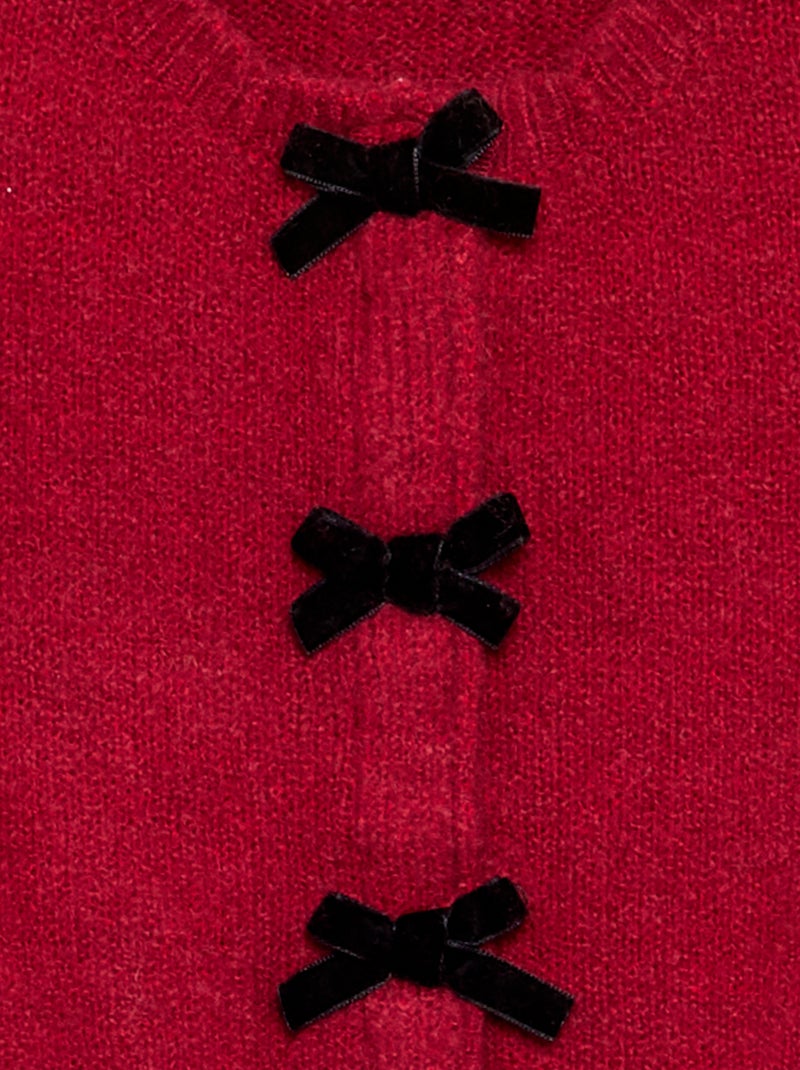 Cardigan in maglia fine con fiocchi fantasia Rosso - Kiabi